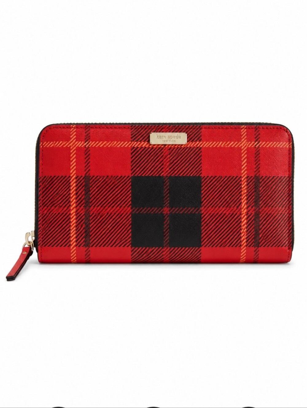 Kate Spade Newbury Lane Red Rachelle Plaid Satchel Wallet Make-up Bag Combo OS - Picture 8 of 16